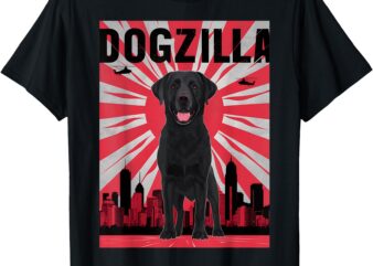 Funny Retro Japanese Dogzilla Black Labrador Retriever T-Shirt