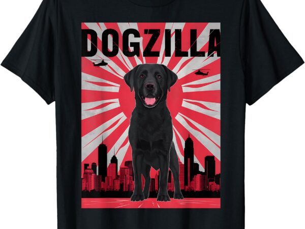 Funny retro japanese dogzilla black labrador retriever t-shirt