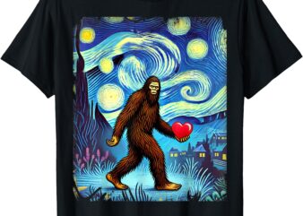 Funny Sasquatch Bigfoot Heart Valentines Day Boys Men Kids T-Shirt