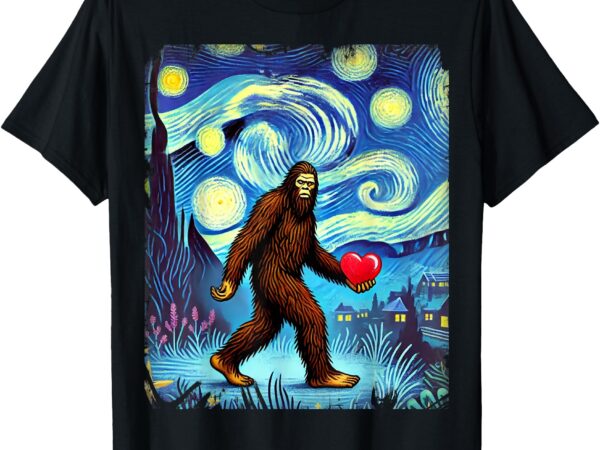 Funny sasquatch bigfoot heart valentines day boys men kids t-shirt