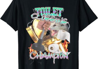 Funny Toilet Clogging Champion Possum Golden Toilet Brainrot T-Shirt