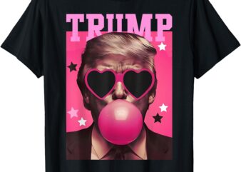 Funny Trump Bubble Gum Pink Sunglass Heart T-Shirt