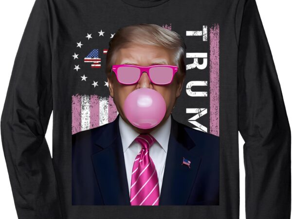 Funny trump bubble gum pink usa flag long sleeve t-shirt