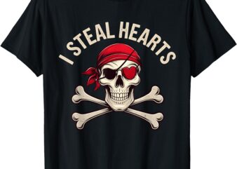 Funny Valentines Day Pirate I Steal Hearts Toddler Boys Kids T-Shirt