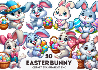 Funny easter bunny. Sticker, PNG.