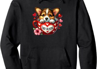 Furry Valentine Adorable Corgi Puppy Love Pullover Hoodie