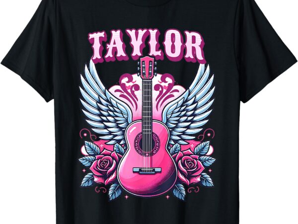 Girl retro taylor first name personalized groovy 80’s pink t-shirt