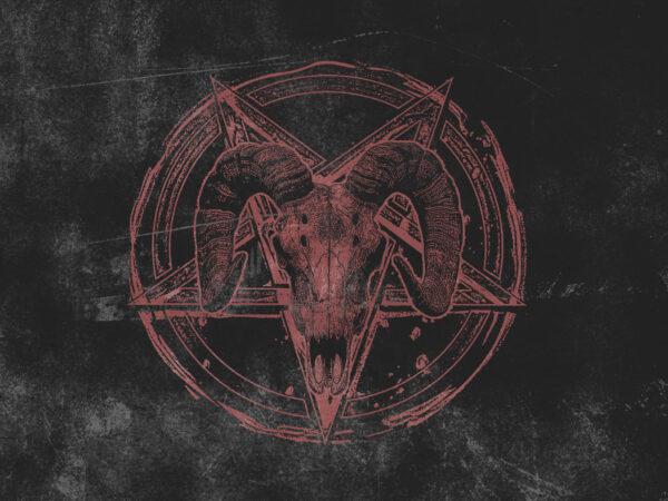 Goat skull satanic t shirt design template