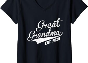 Great Grandma Est 2020 First Time Great Grandmom Cool Gift V-Neck T-Shirt