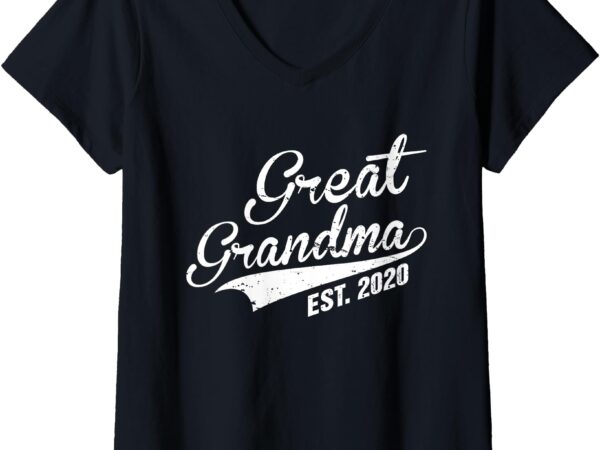 Great grandma est 2020 first time great grandmom cool gift v-neck t-shirt