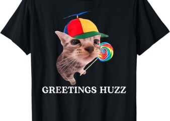 Greetings Huzz Funny Gen Z Gen Alpha Slang Silly Cat Meme T-Shirt