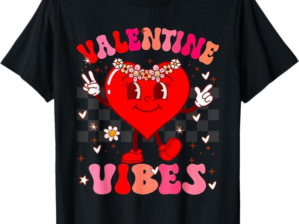 Groovy checkered valentine vibes valentines day girls womens t-shirt