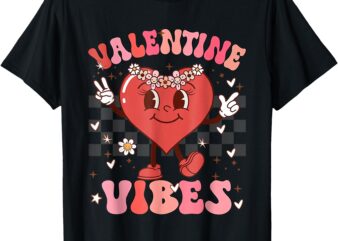 Groovy Checkered Valentine Vibes Valentines Day T-Shirt