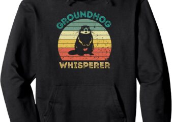 Groundhog Whisperer Silhouette Ground Hog Day Vintage Pullover Hoodie