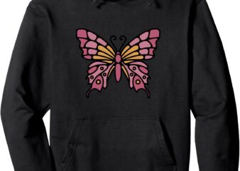 Guitar with Butterfly Design Leaning on Bench in Garden Pullover Hoodie