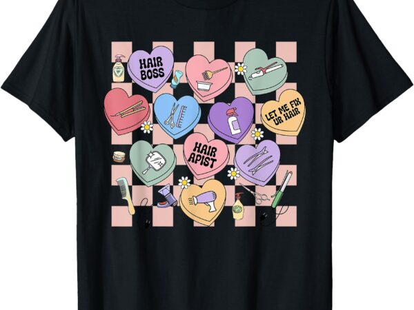 Hairstylist valentines day beauty hair stylist salon hearts t-shirt