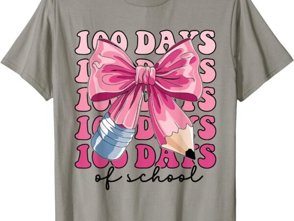 Happy 100 days of school pencil coquette bow teacher kids t-shirt