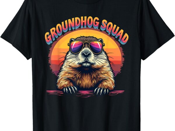 Happy groundhog day 2025 funny groundhog squad t-shirt