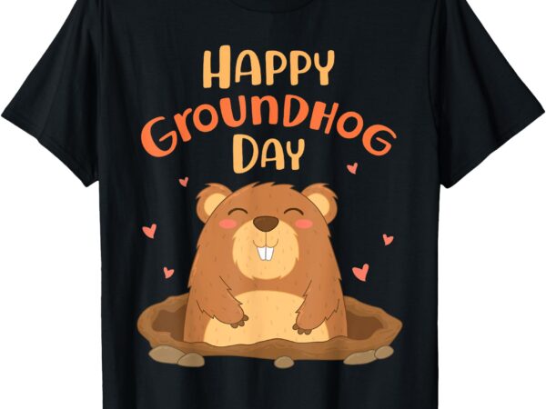 Happy groundhog day funny cute ground hog animal lovers kids t-shirt