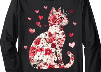 Happy Meowentine’s Day Funny Girls Cat Valentines Day Women Long Sleeve T-Shirt