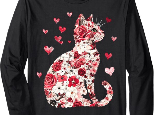 Happy meowentine’s day funny girls cat valentines day women long sleeve t-shirt