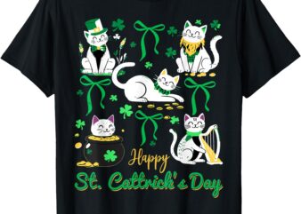 Happy St Cattrick’s Day Coquette Bow Cat St Patricks Day T-Shirt