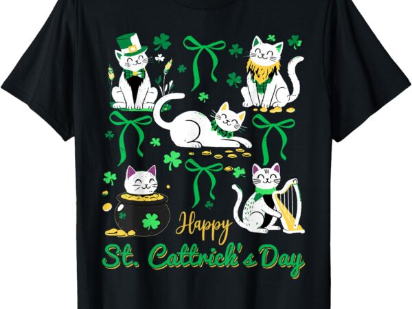 Happy st cattrick’s day coquette bow cat st patricks day t-shirt