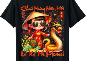 Happy Tet Chuc Mung Nam Moi 2025 Li Xi Me Please Kids Girls T-Shirt