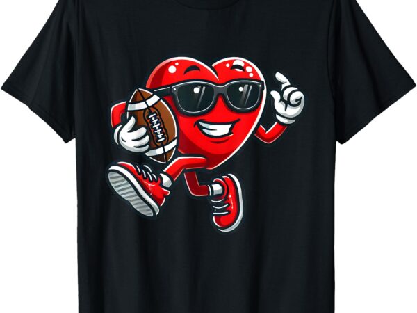 Heart american football valentines day boys men kids sports t-shirt