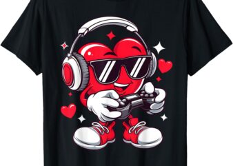 Heart Gamer Funny Valentines Day Video Games Men Boys Kids T-Shirt