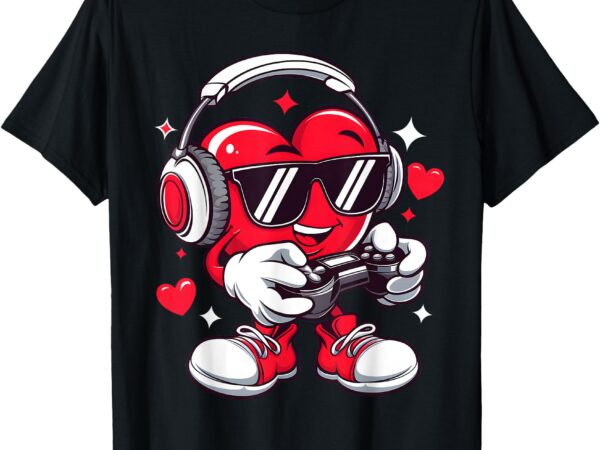 Heart gamer funny valentines day video games men boys kids t-shirt