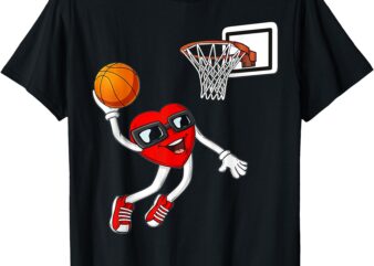 Heart Playing Basketball Valentine’s Day Boys Gifts T-Shirt