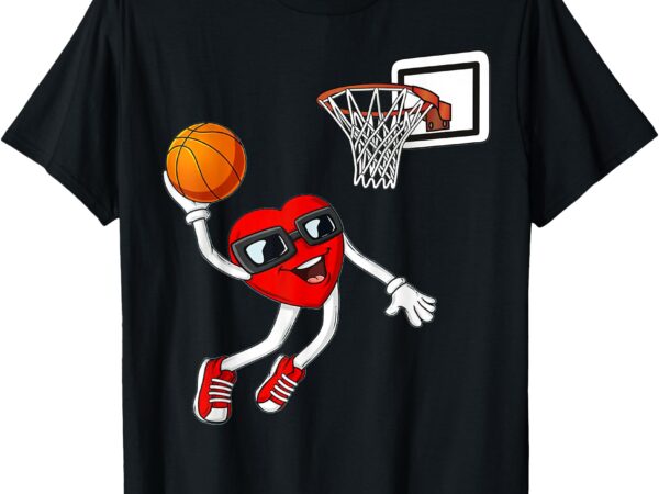 Heart playing basketball valentine’s day boys gifts t-shirt