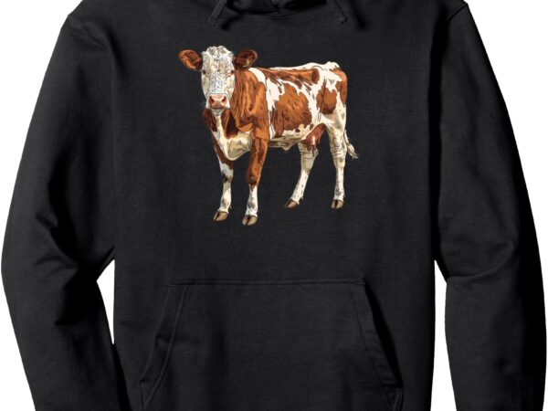 Hereford cow cartoon pullover hoodie graphic t shirt