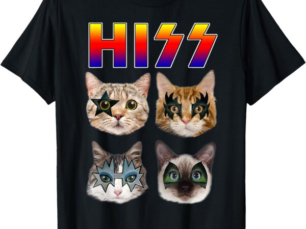 Hiss funny cats kittens rock rockin short sleeve t-shirt gift tee pun