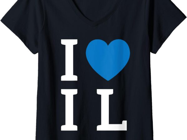 I love il illinois blue heart hebrew slang jew cool gift v-neck t-shirt