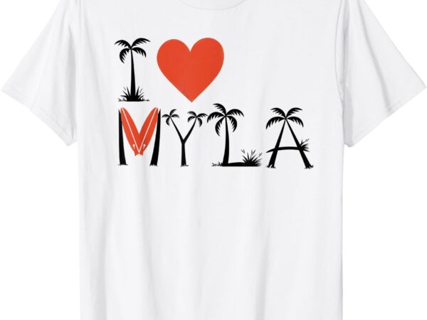 I love my la – palm trees, surf, and heart for los angeles t-shirt