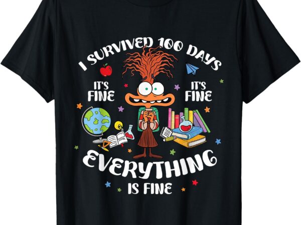 I survived 100 days of school it’s fine everything is fine t-shirt