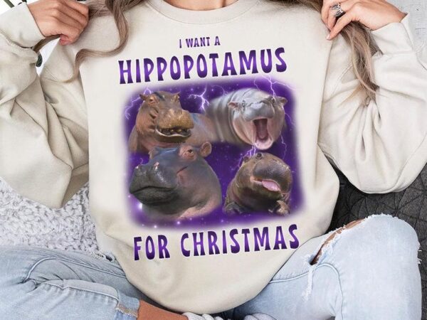 I want a hippopotamus for christmas shirt, baby hippo tee, moo deng shirt, hippo lover, funny hippo shirt, hippo family matching shirt t shirt design for sale