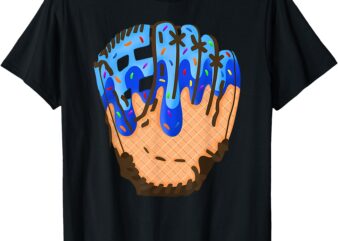 Ice Cream Cone Baseball Glove Drip T-Shirt