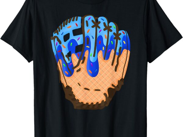 Ice cream cone baseball glove drip t-shirt