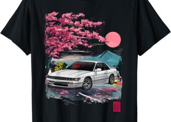 JDM Japan Cherry Blossom 240sx Japanese Art Drift Car T-Shirt