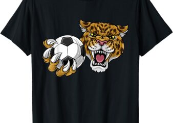 Jaguar Leopard Cheetah Soccer Ball Cartoon Character T-Shirt