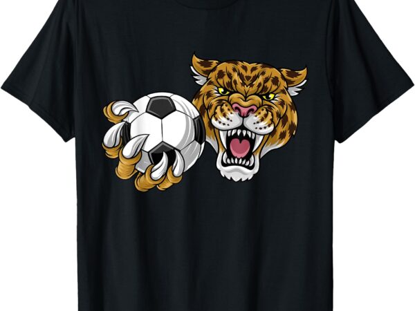 Jaguar leopard cheetah soccer ball cartoon character t-shirt