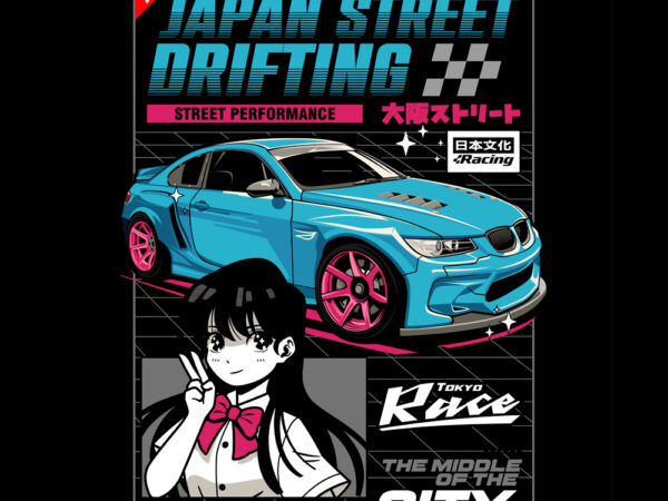 Japan street drifting vector clipart