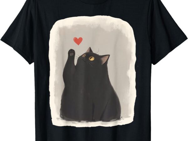 Japanese anime cute cat heart kawaii black cat heart girls t-shirt