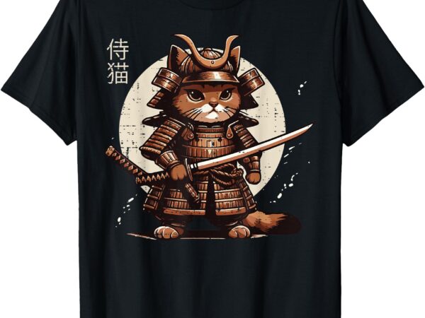 Japanese samurai cat warrior kitten kitty men women kids t-shirt