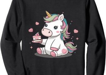 Kawaii unicorn with cake Sweatshirt