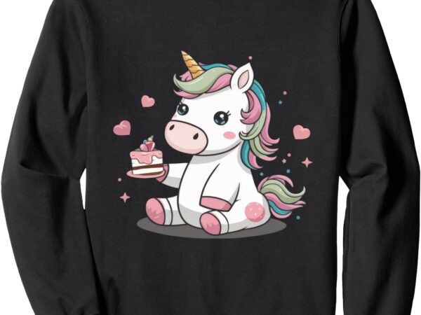 Kawaii unicorn with cake sweatshirt