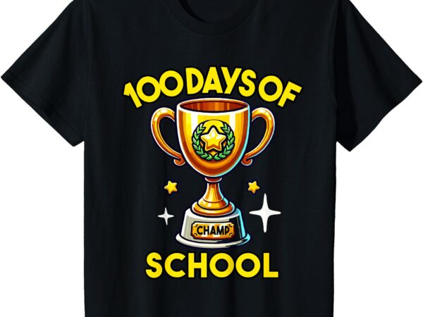 Kids 100 days of school trophy – fun kids celebration t-shirt